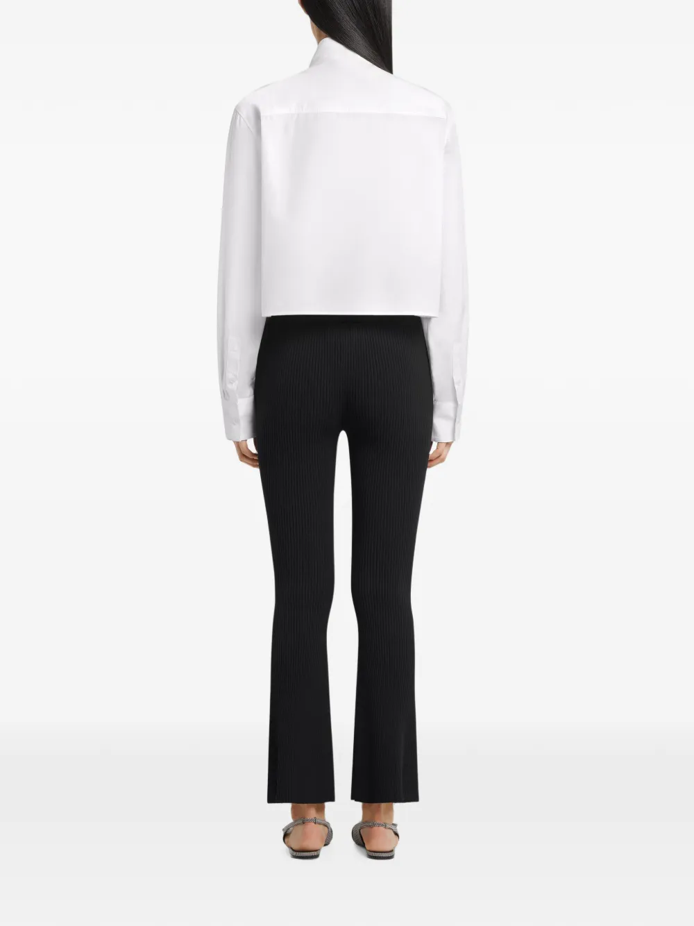 Courrèges Geribbelde capri broek met knopen Zwart