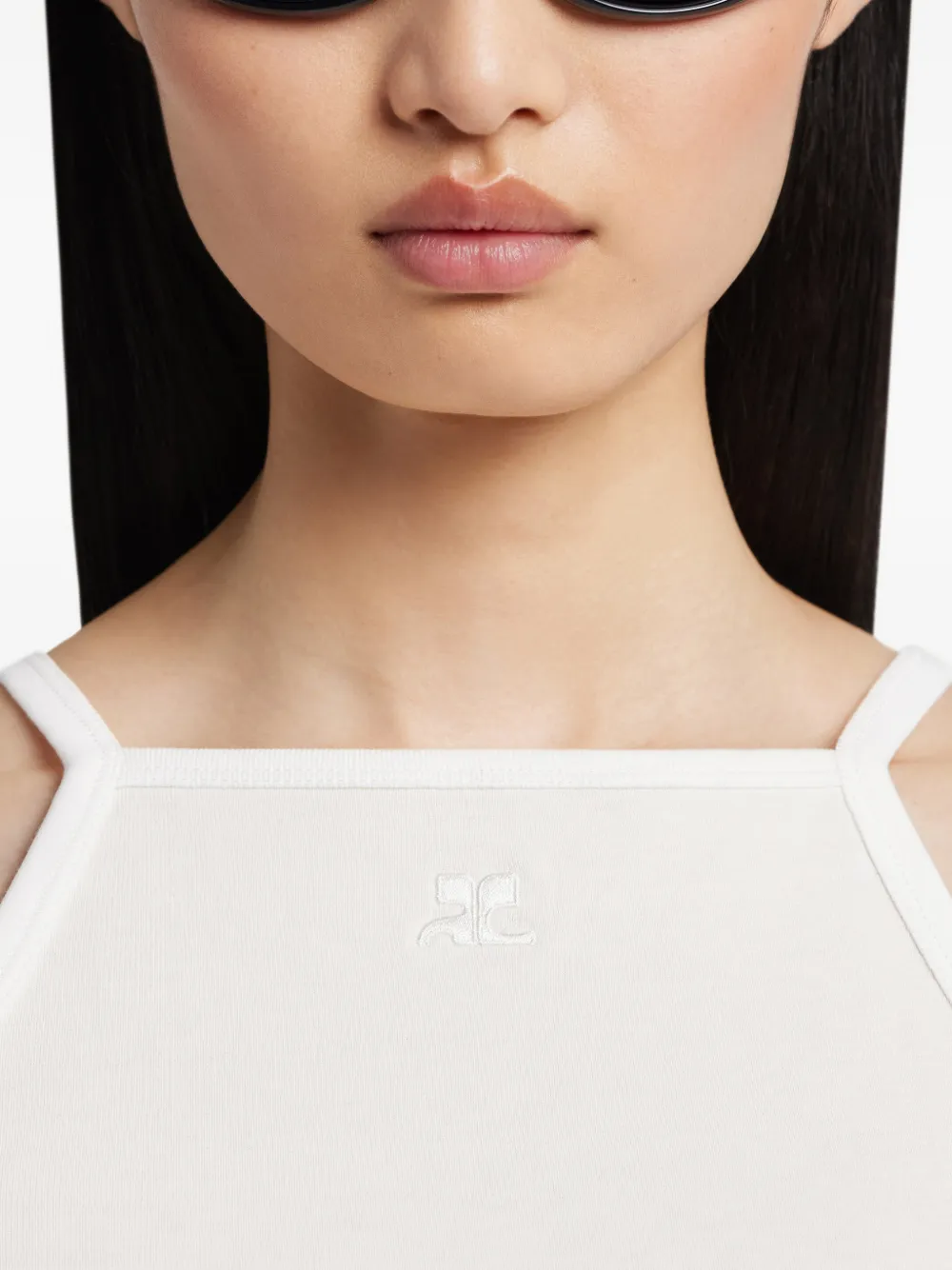 Courrèges Tanktop met logo Wit
