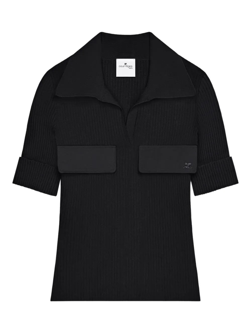Courrèges T-shirt a coste - Nero