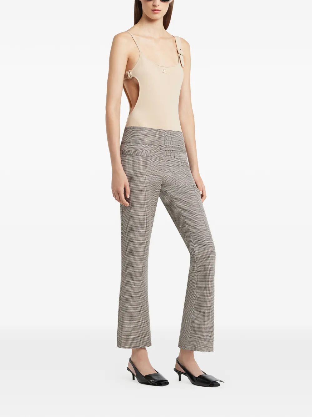 Courrèges Broek met pied-de-poule print Grijs