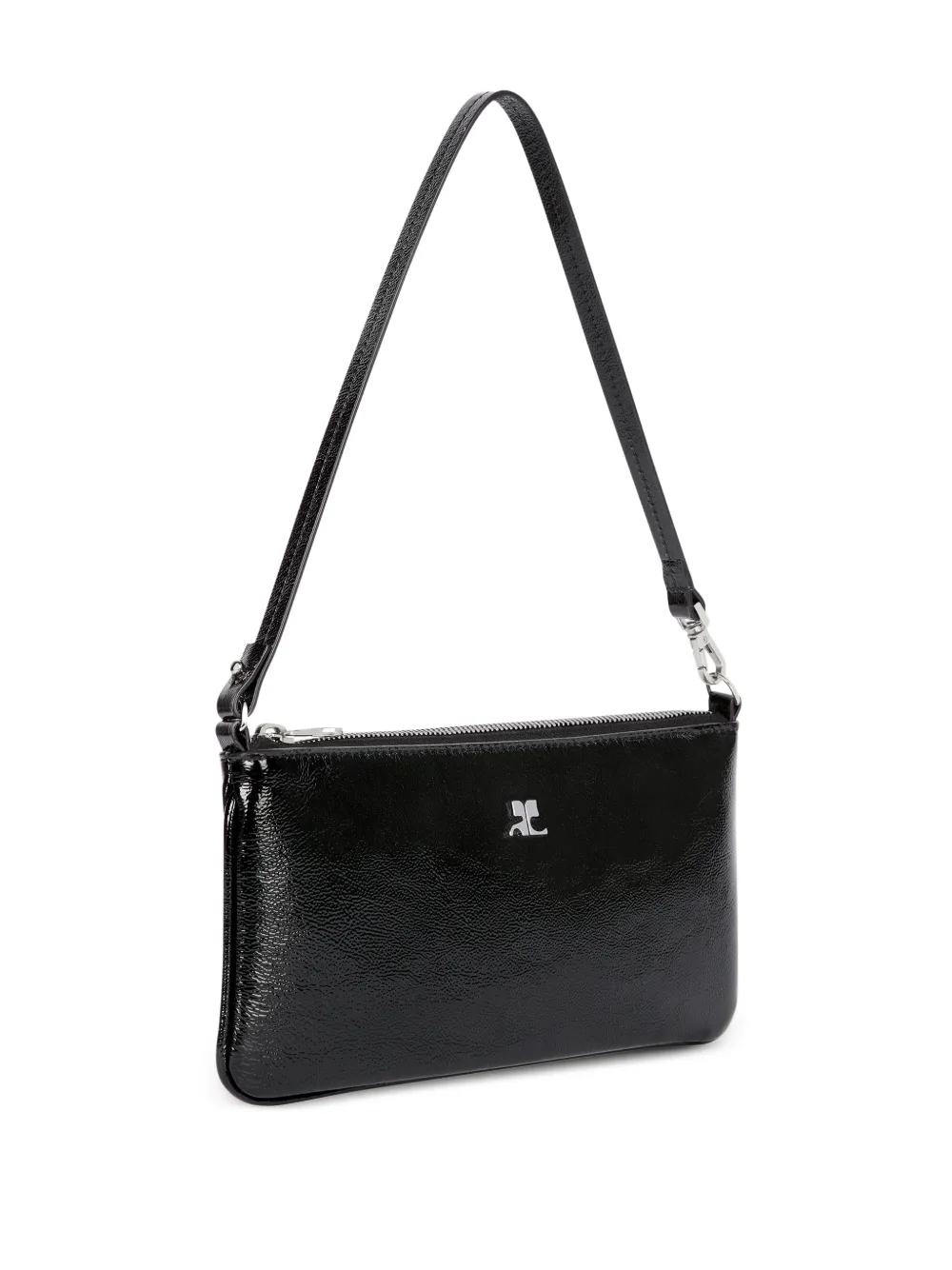  Courrèges Logo-plaque Zipped Pouch - Black 