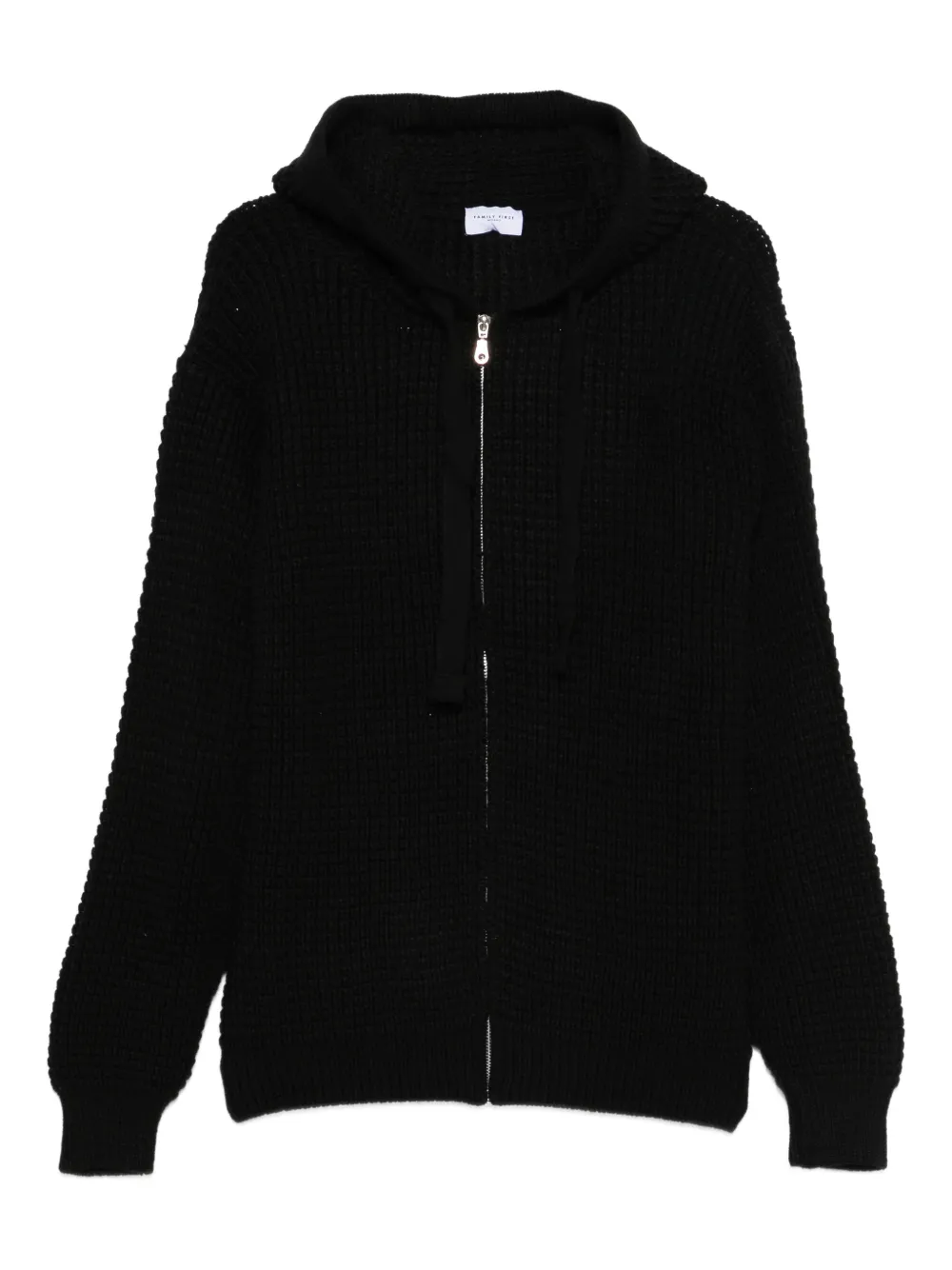 Family First ribbed-knit hoodie | Black | Image 1