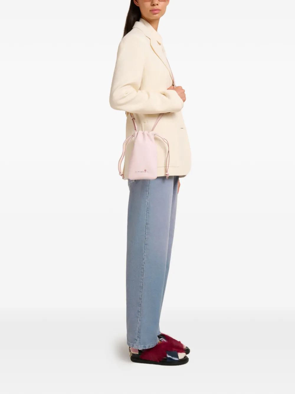  Marni Embroidered-logo Drawstring Phone Holder - Pink 