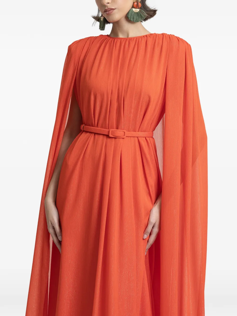 Gemy Maalouf Maxi-jurk met capemouwen Oranje