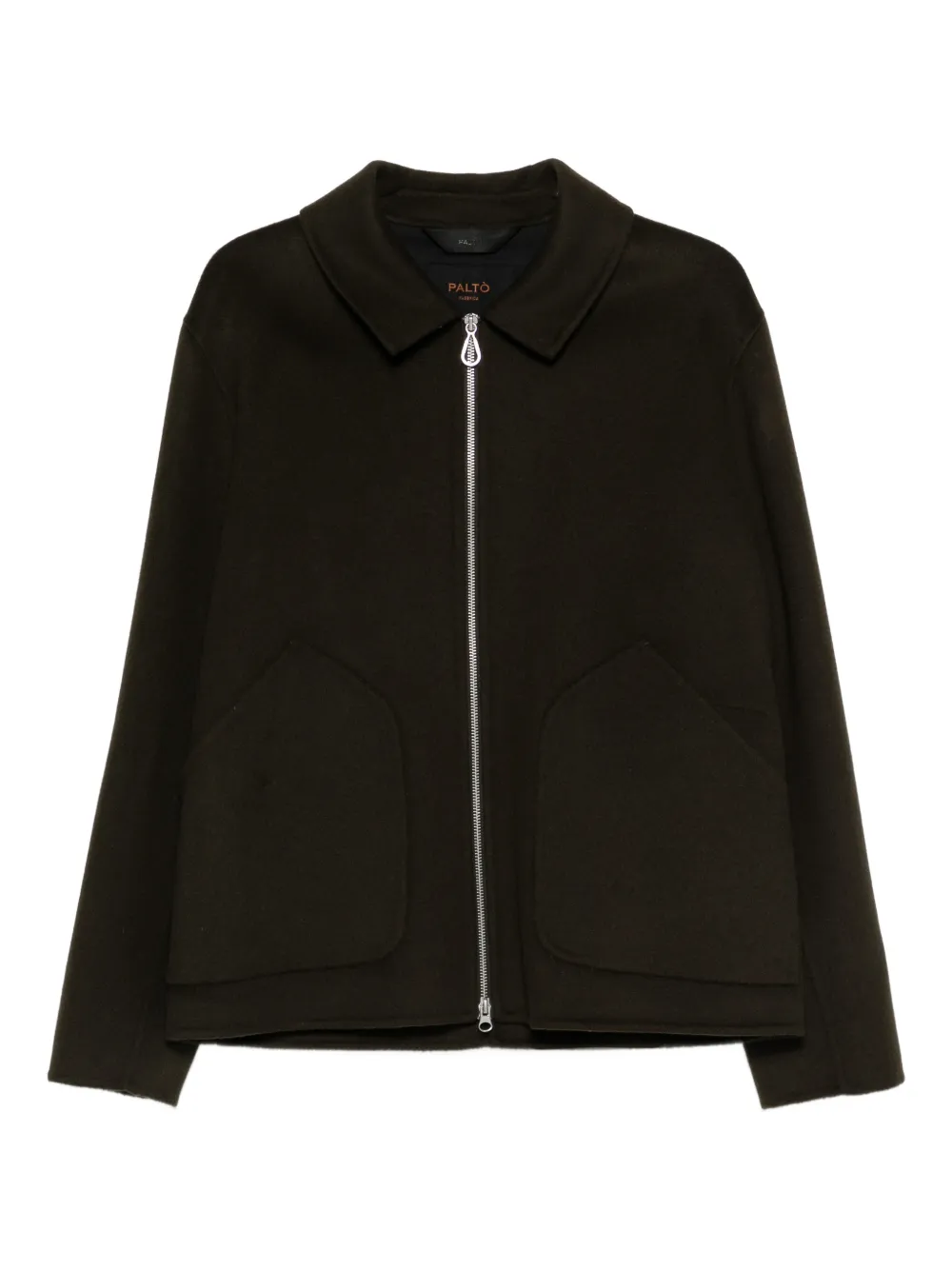 Paltò zip wool coat - Grün