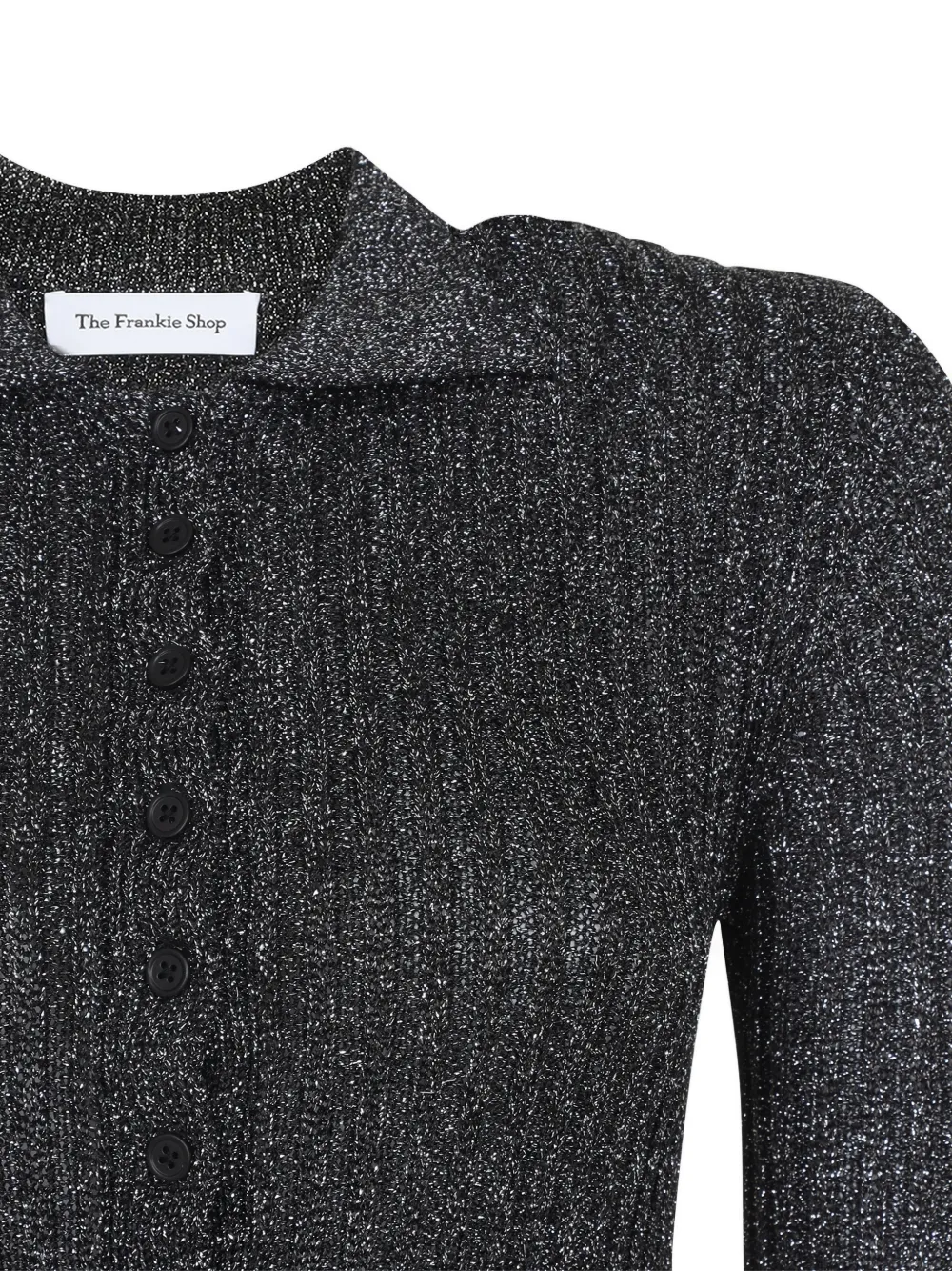 The Frankie Shop Black Metallic Solana Polo Bodysuit In Gray