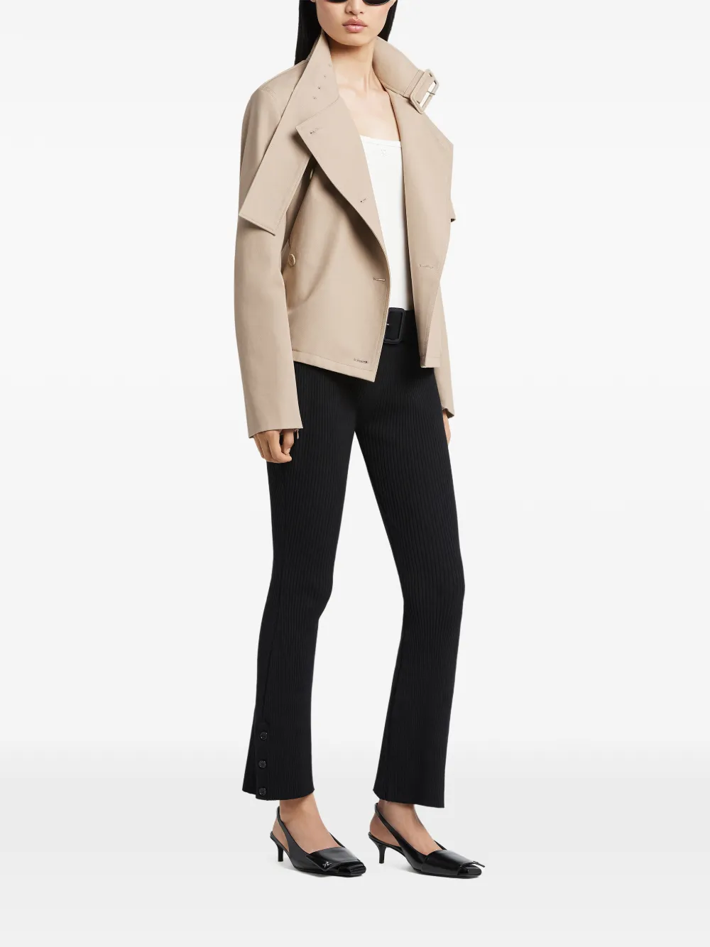  Courrèges Buckle-detail Button Trench Jacket - Neutrals 
