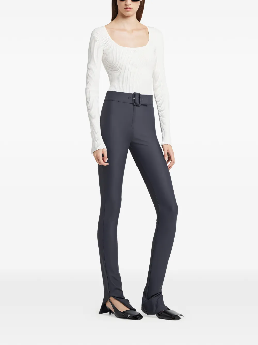 Courrèges Ribbed-knit T-shirt In White