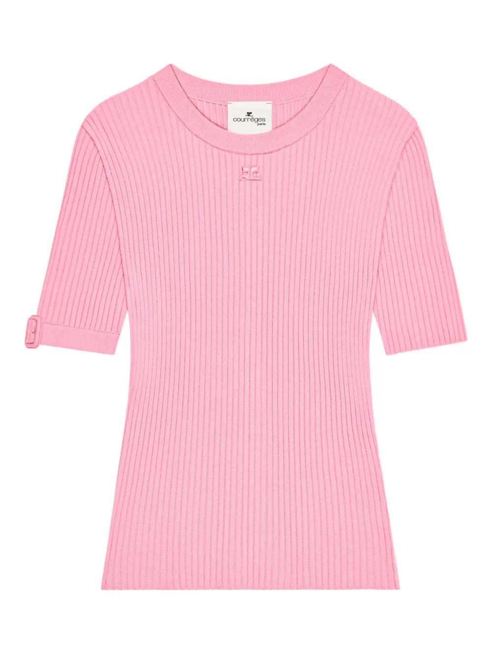 Courrèges T-shirt a coste con fibbia - Rosa