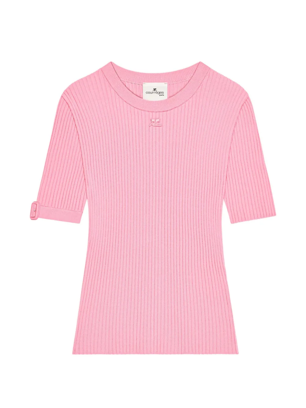 Courrèges T-shirt a coste con fibbia - Rosa
