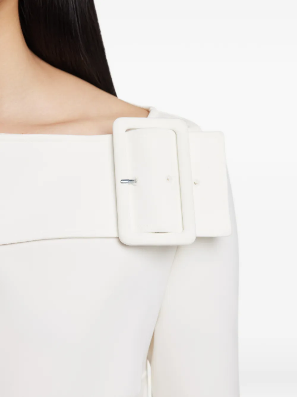 Courrèges Mini-jurk met gesp en lange mouwen Wit