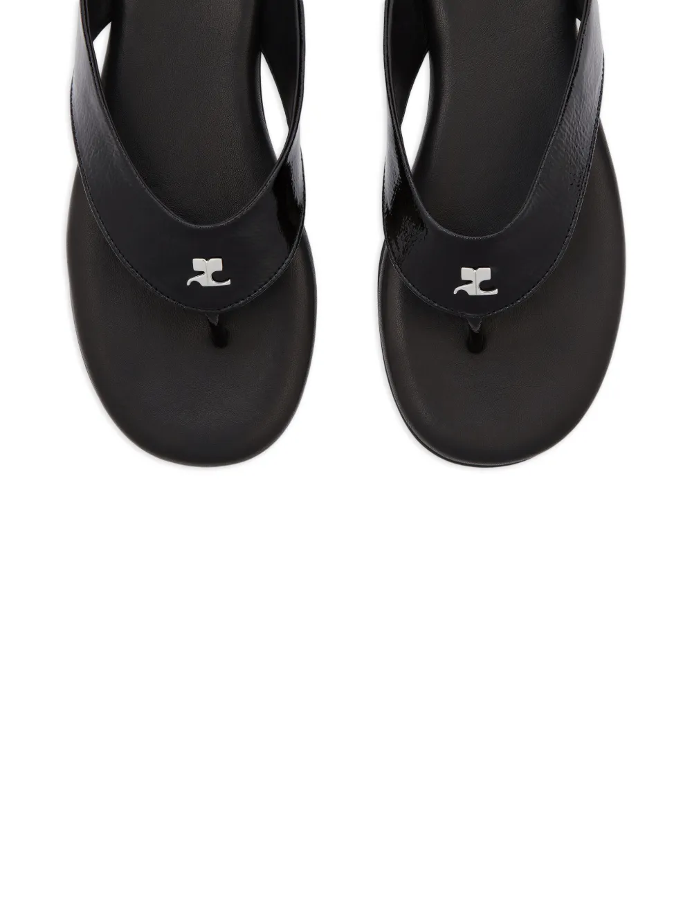  Courrèges Vinyl-texture Logo Slides - Black 