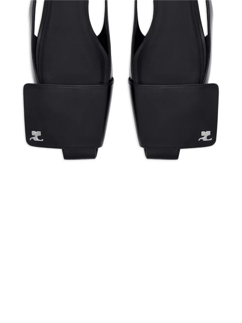 Courrèges Leren slingback ballerina's Zwart