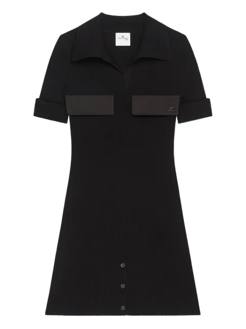 Courrèges 골지 니트 폴로 미니 드레스