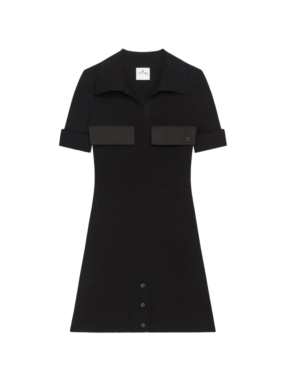 Courrèges Abito midi a coste - Nero