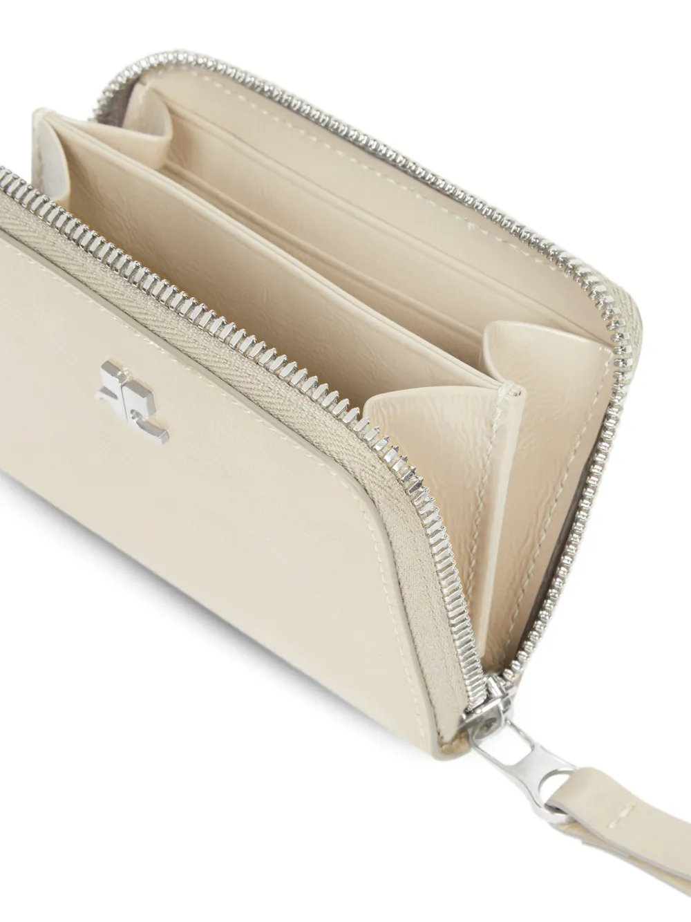 Courrèges Compacte portemonnee met rits Beige