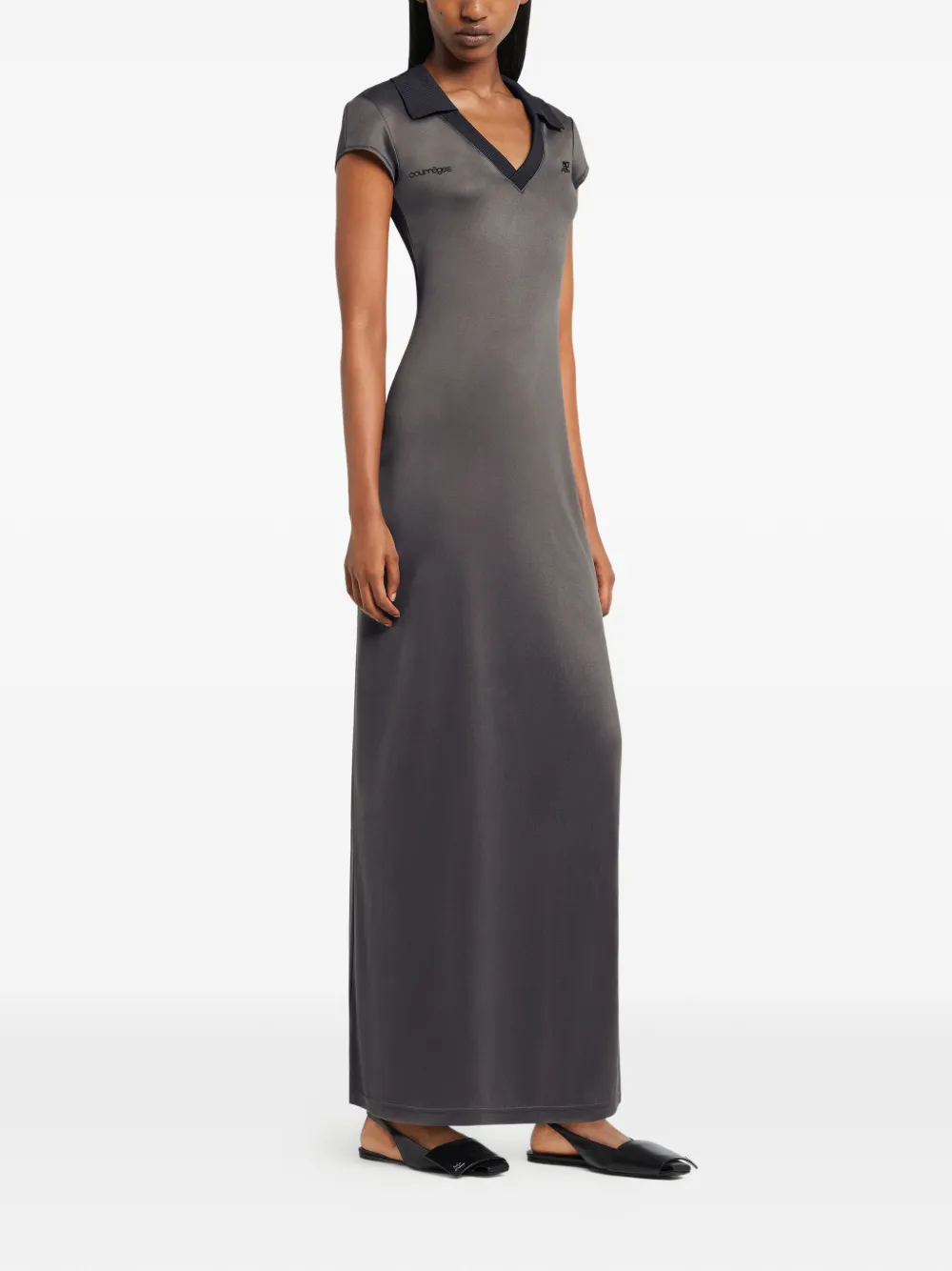  Courrèges Logo Maxi Dress - Grey 