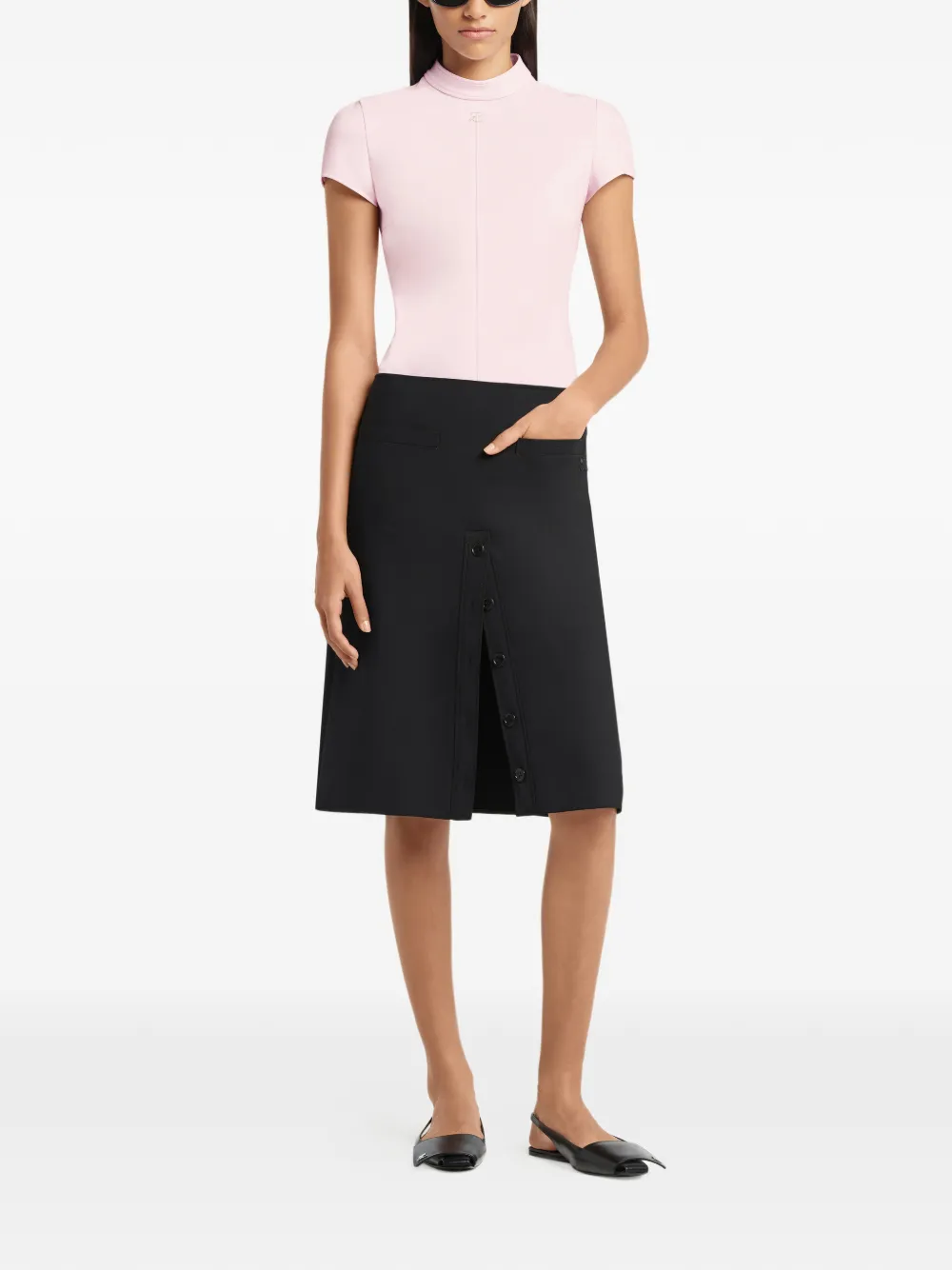 Courrèges Crêpe blouse met korte mouwen Roze