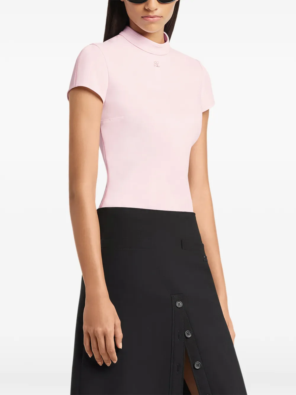Courrèges Crêpe blouse met korte mouwen Roze
