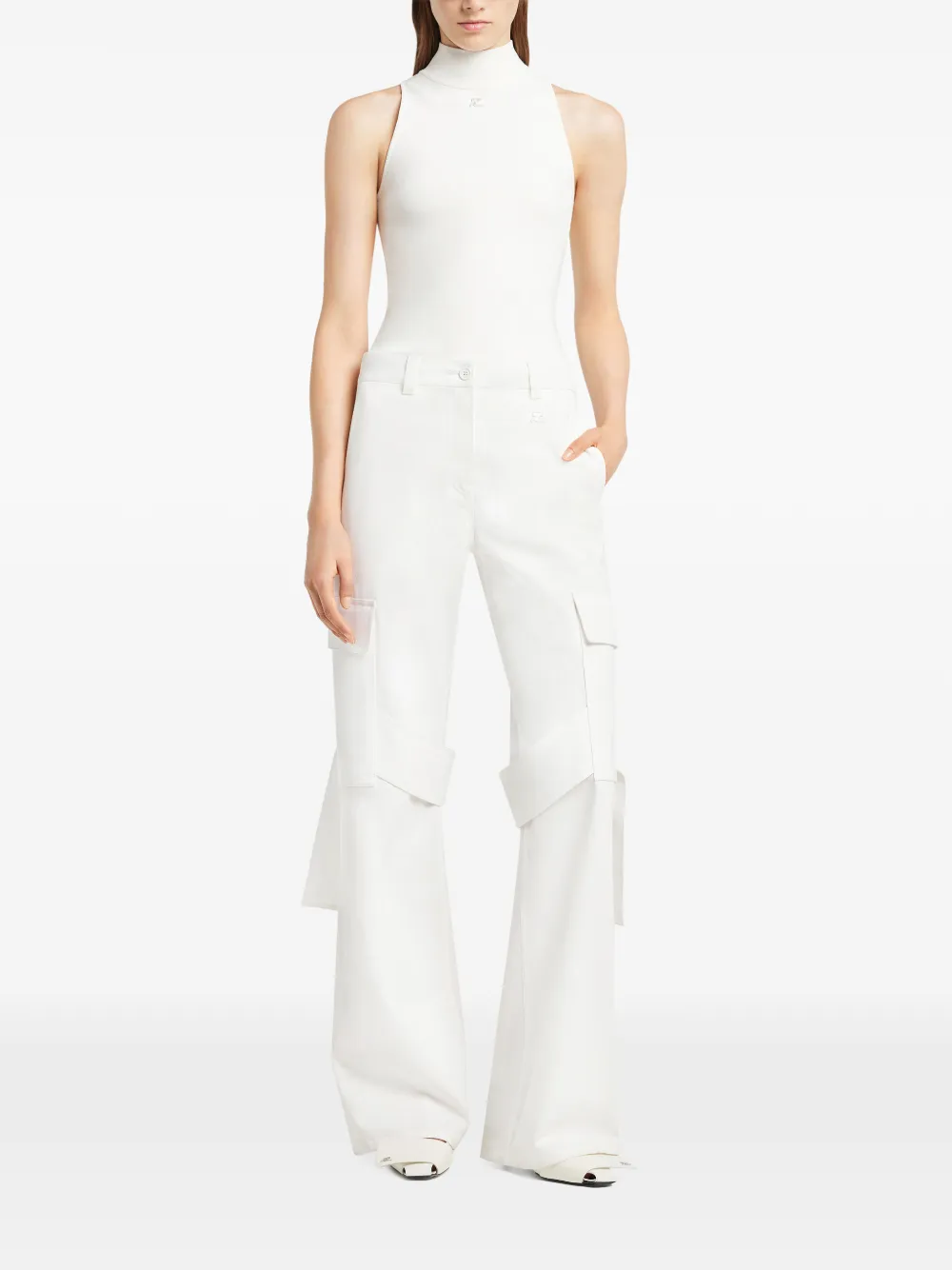 Courrèges Katoenen broek met klepzakken - Wit