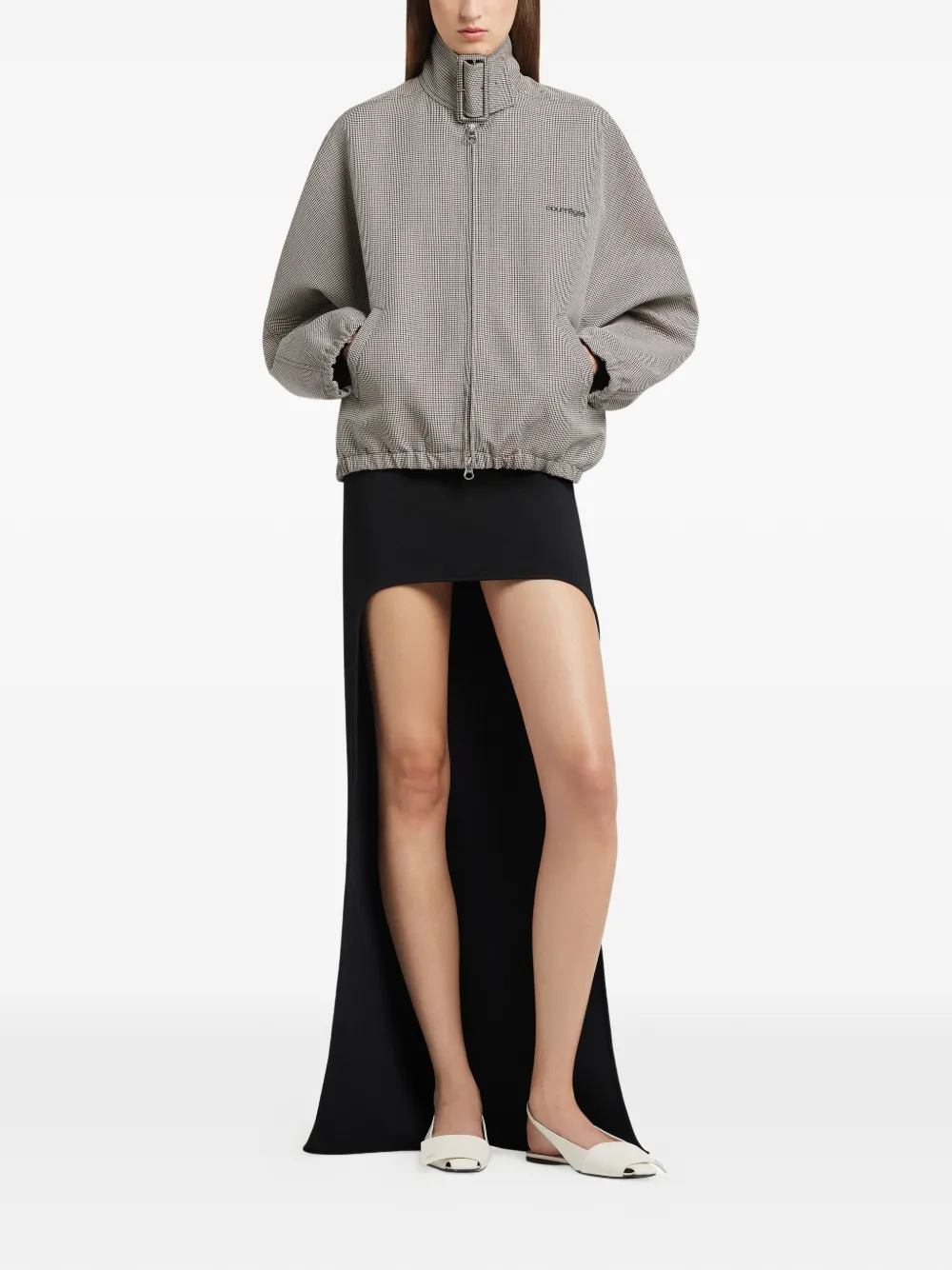  Courrèges Houndstooth-pattern Bomber Jacket - Brown 