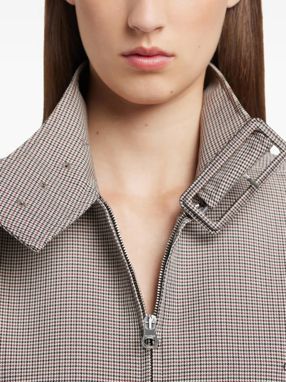 houndstooth-pattern bomber jacket