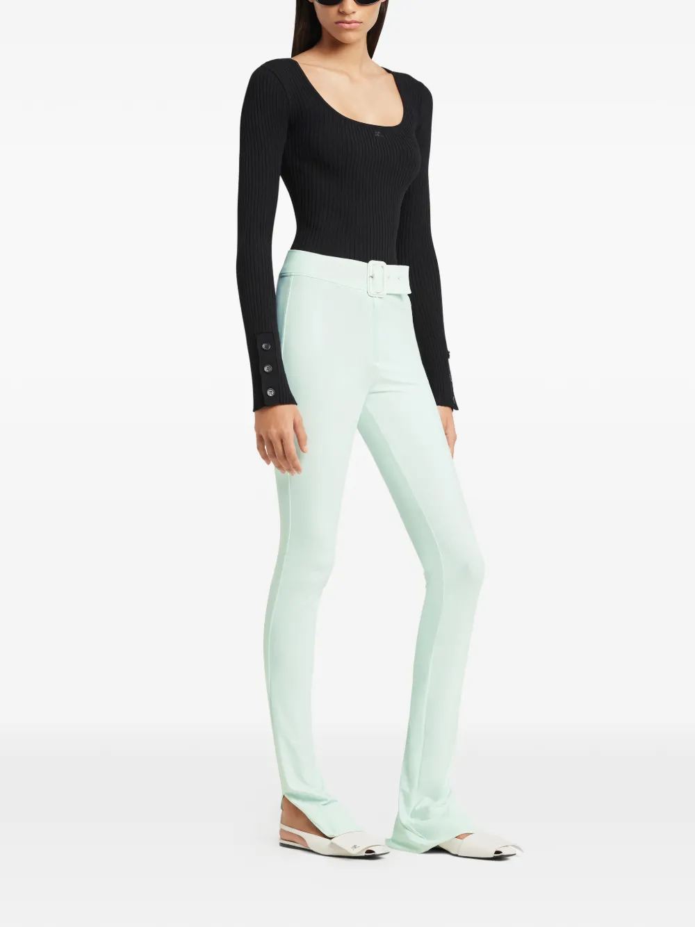 Courrèges Ribbed-knit Sweater In Black