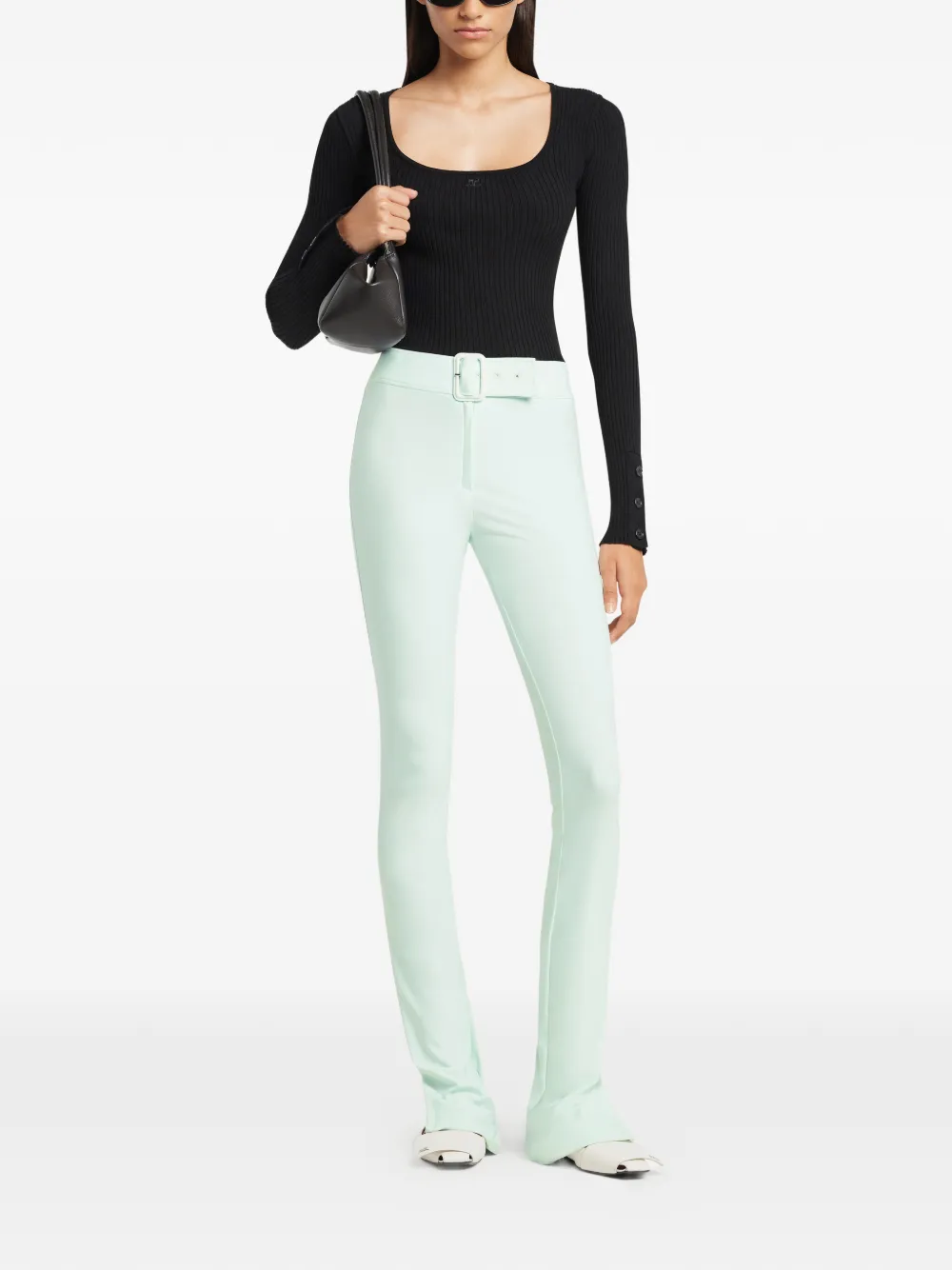 Courrèges Ribbed-knit Sweater In Black