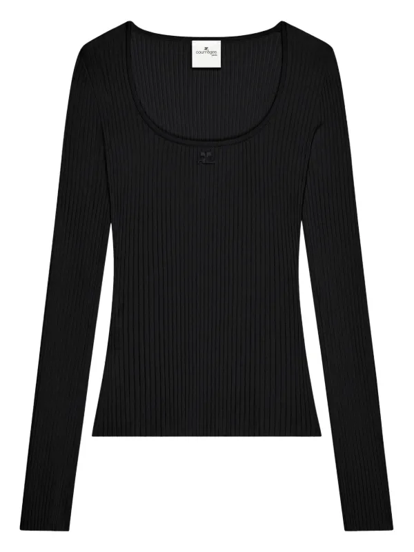 Courrèges Heritage Rib Knit Top in Black