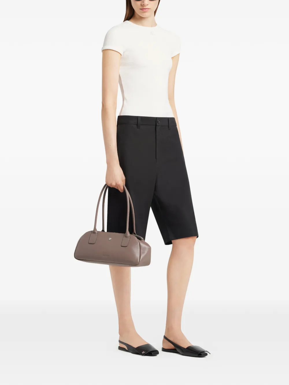  Courrèges Strip Leather Shoulder Bag - Neutrals 