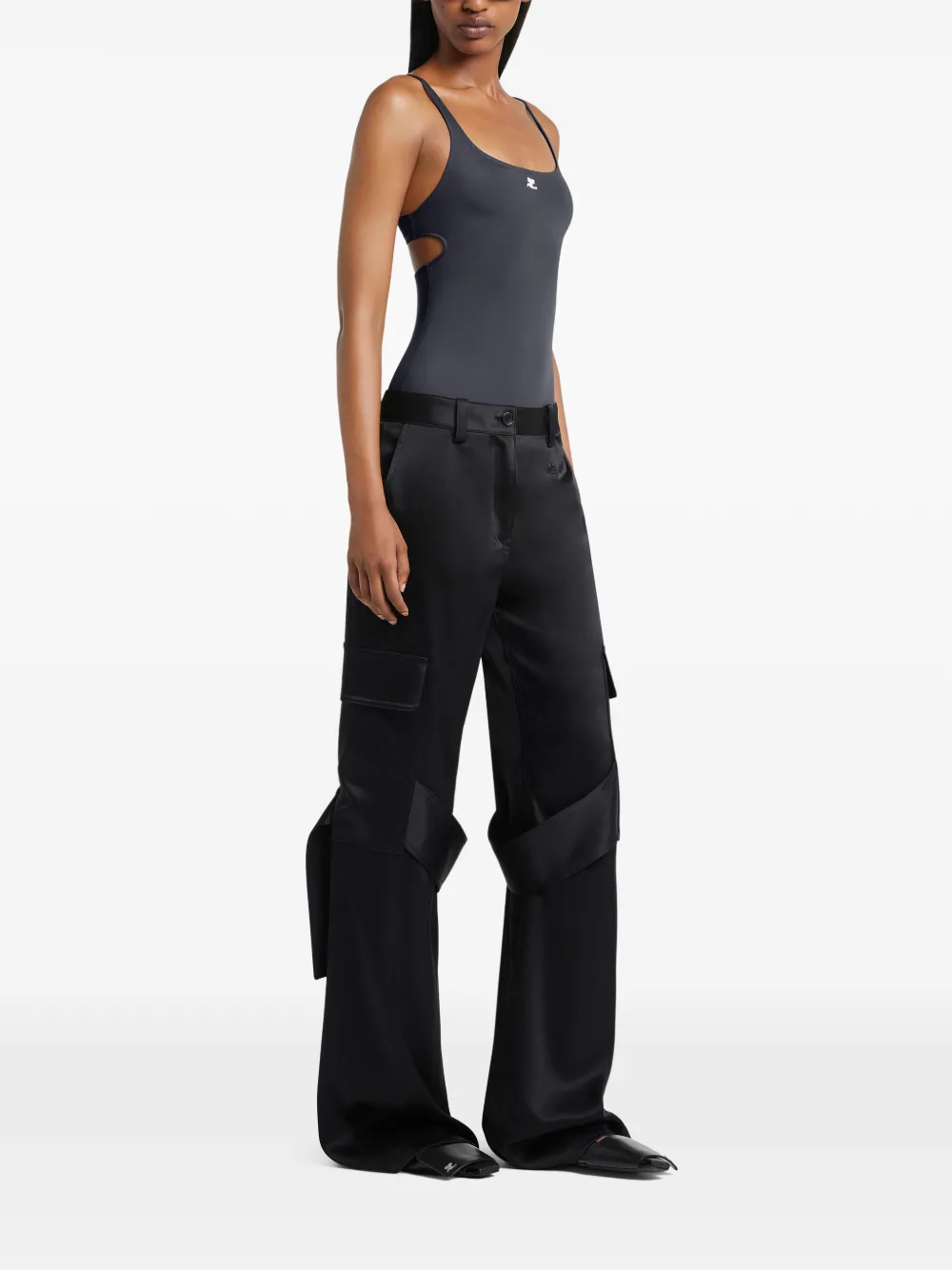  Courrèges Satin-finish Trousers - Black 