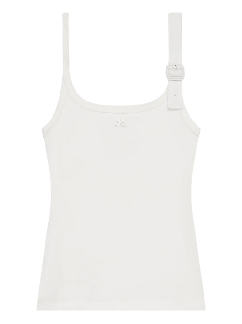 Courrèges Buckle-detail Ribbed Tank Top In White