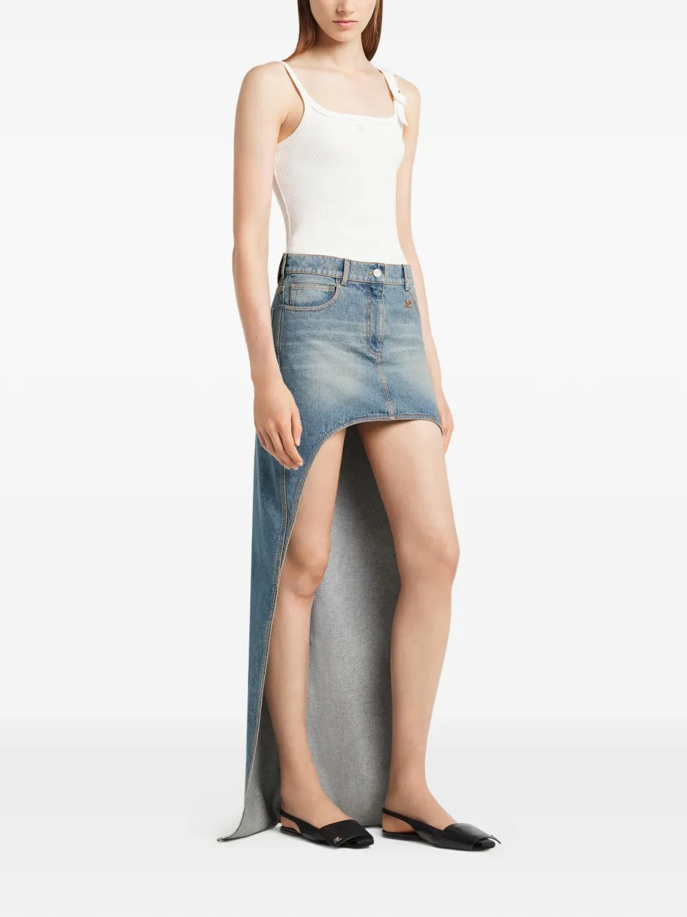 Courrèges Buckle-detail Ribbed Tank Top In White