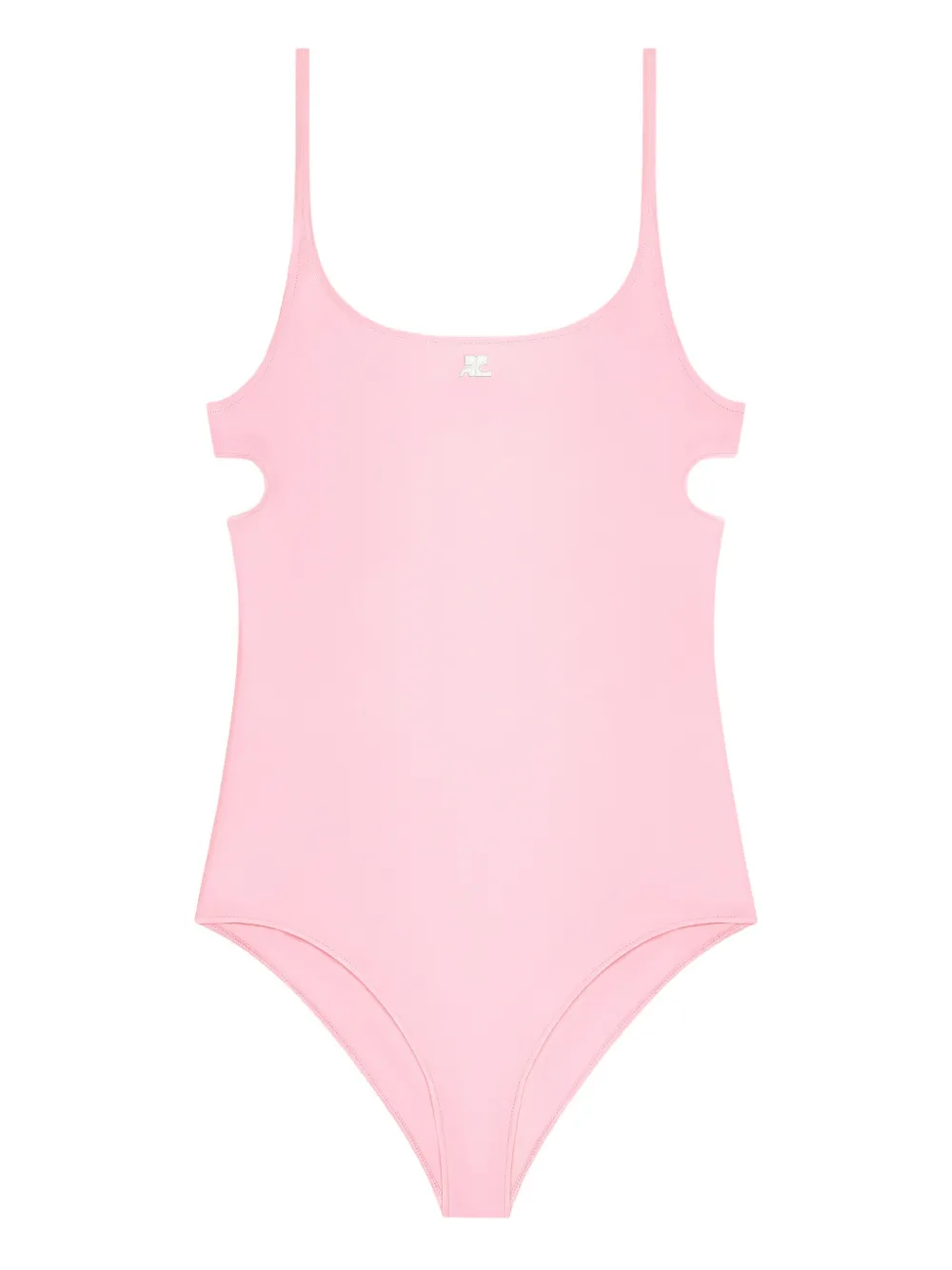 Courrèges Cut-Out-Badeanzug mit Logo-Stickerei - Rosa