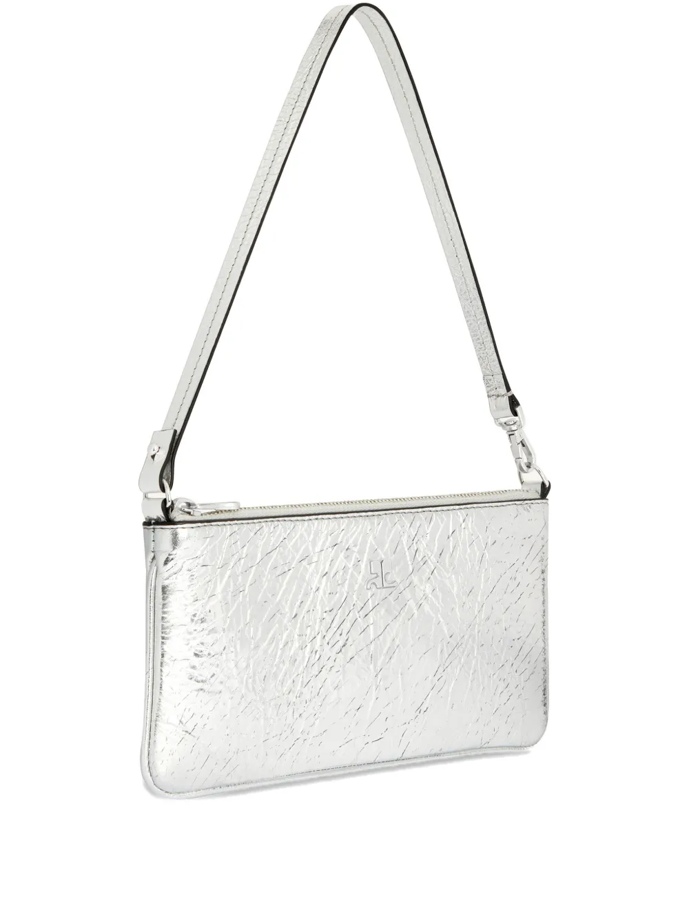  Courrèges Zipped Leather Shoulder Bag - Silver 