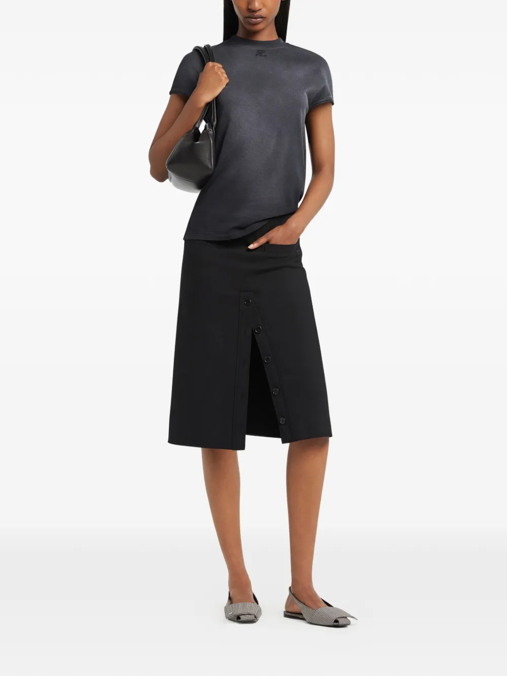 Courrèges T-shirt met geborduurd logo Grijs