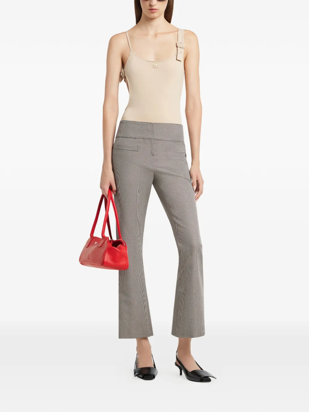 Courrèges Badpak met uitgesneden gesp Beige