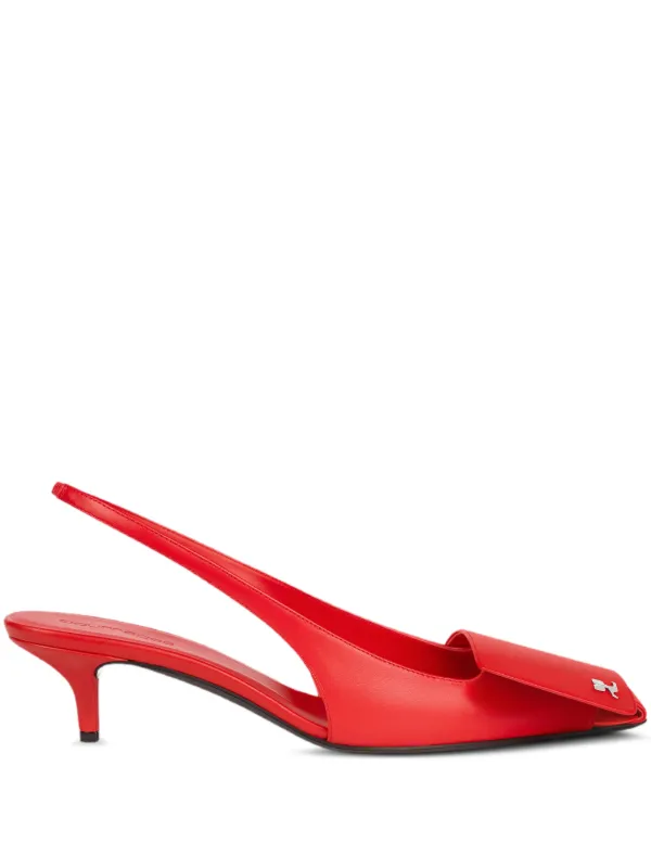 Courrèges Fold Leather Slingbacks in Red