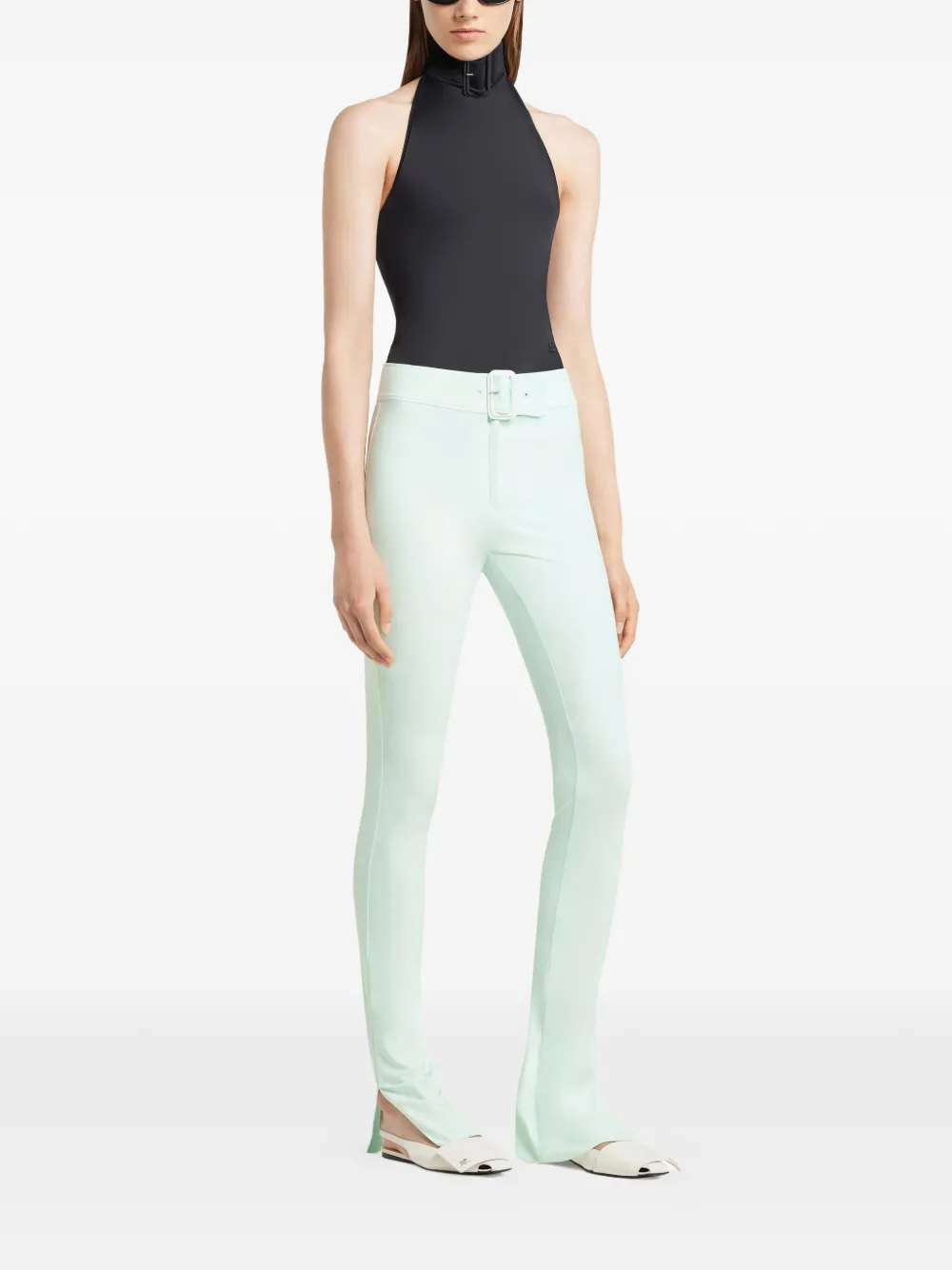 Courrèges Broek met gesp Groen