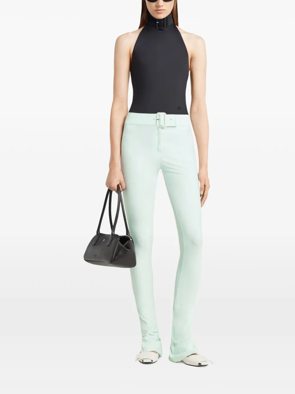 Courrèges Pantaloni con fibbia - Verde