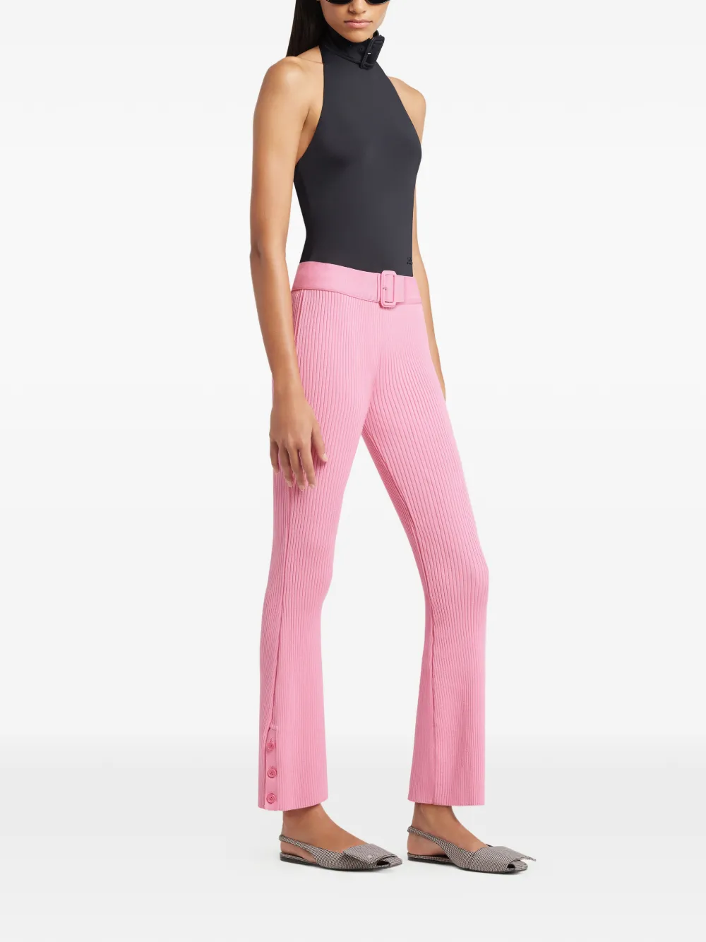 Courr&egrave;ges Ribgebreide broek - Roze