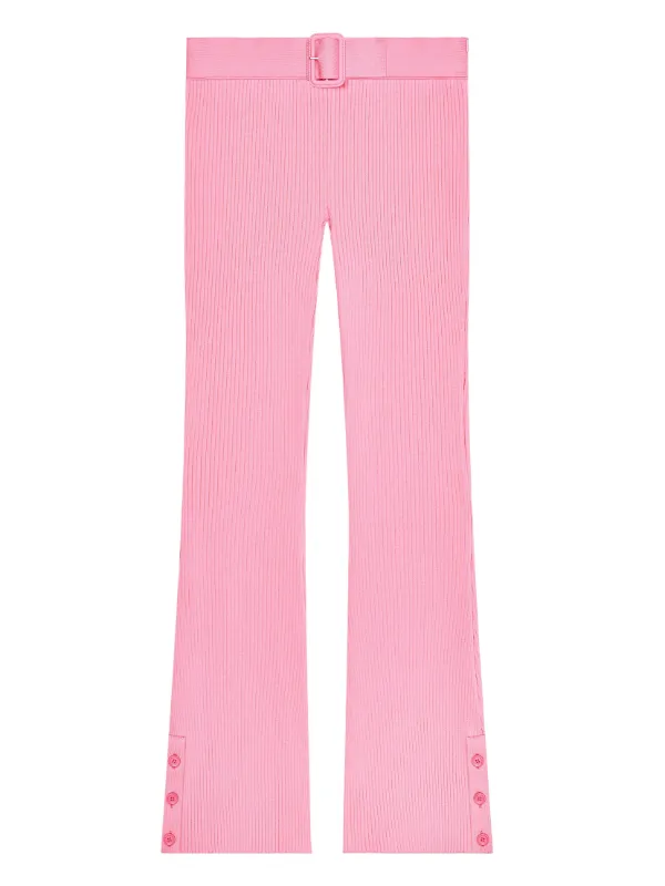 Courrèges Ribbed Knit Capri Trousers in Pink