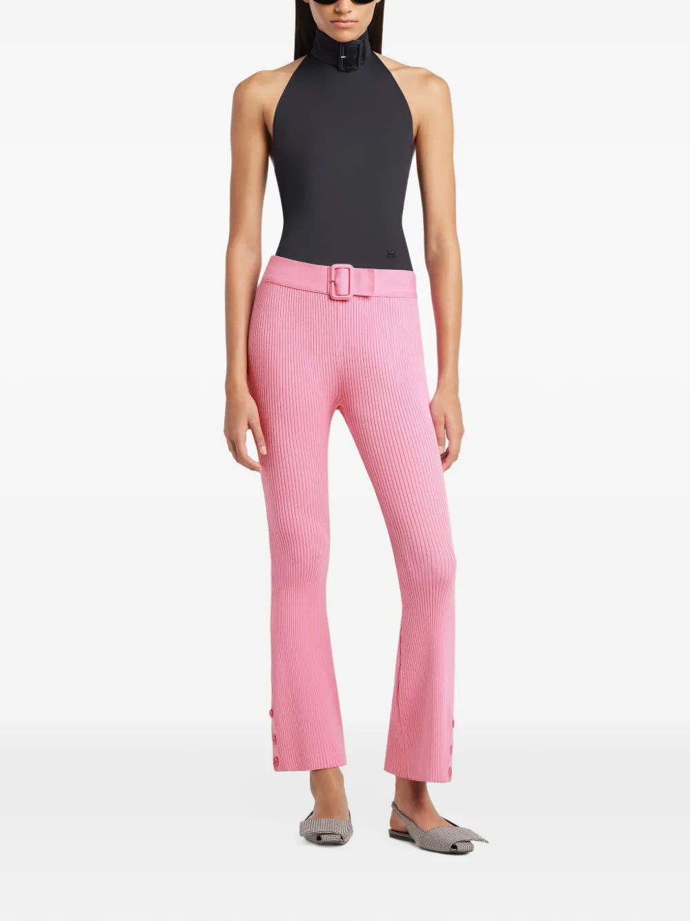 Courrèges Ribgebreide broek Roze