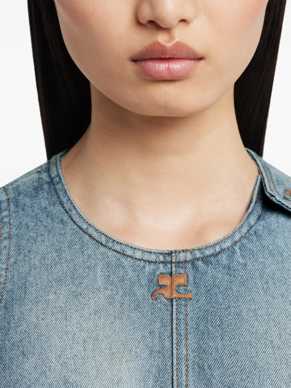 Courrèges Mouwloze denim jurk Blauw