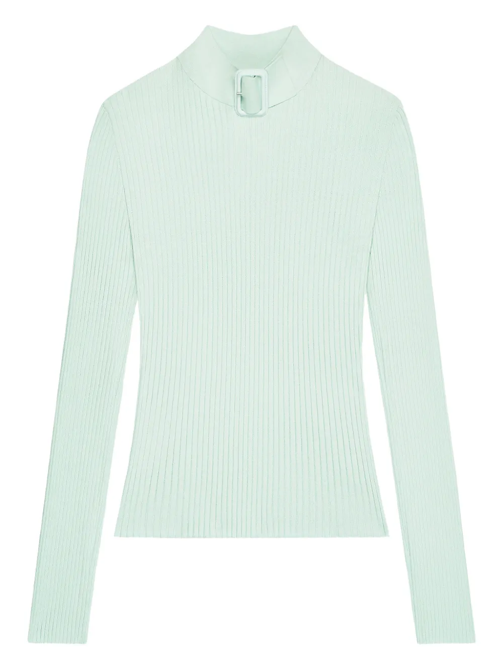 Courrèges Buckle-neck Ribbed Sweater In Green