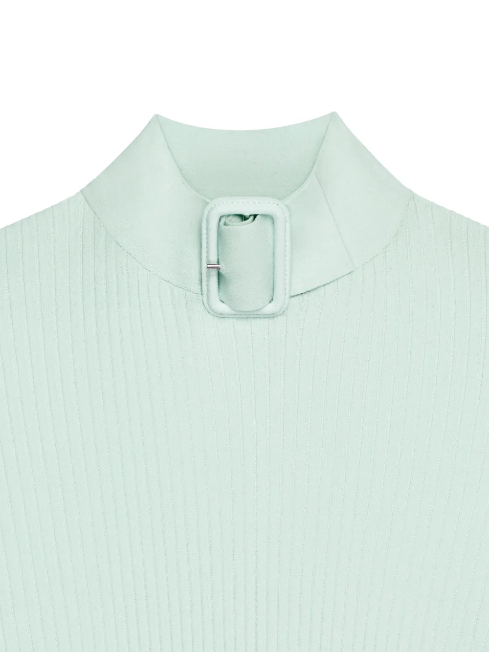 Courrèges Buckle-neck Ribbed Sweater In Green