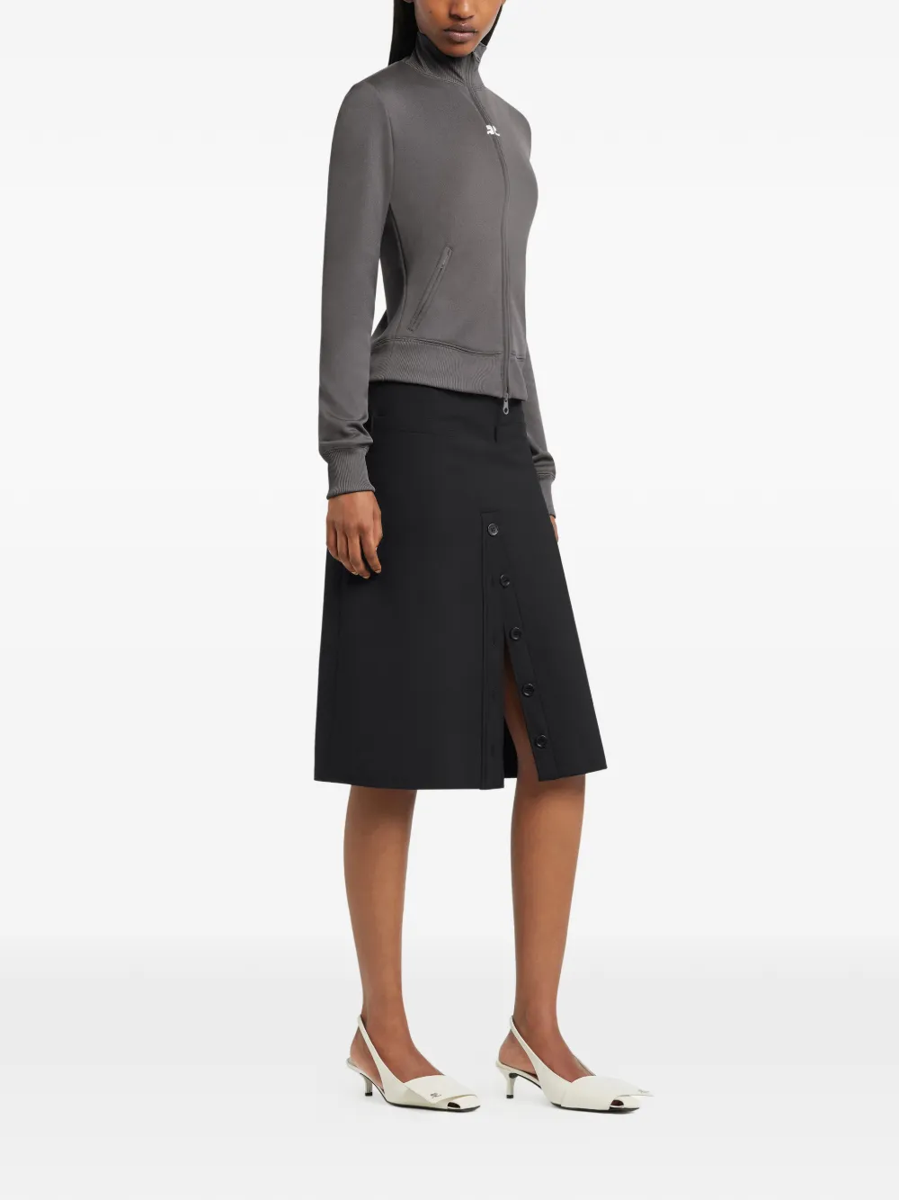 Courrèges Buttoned Midi Skirt In Black