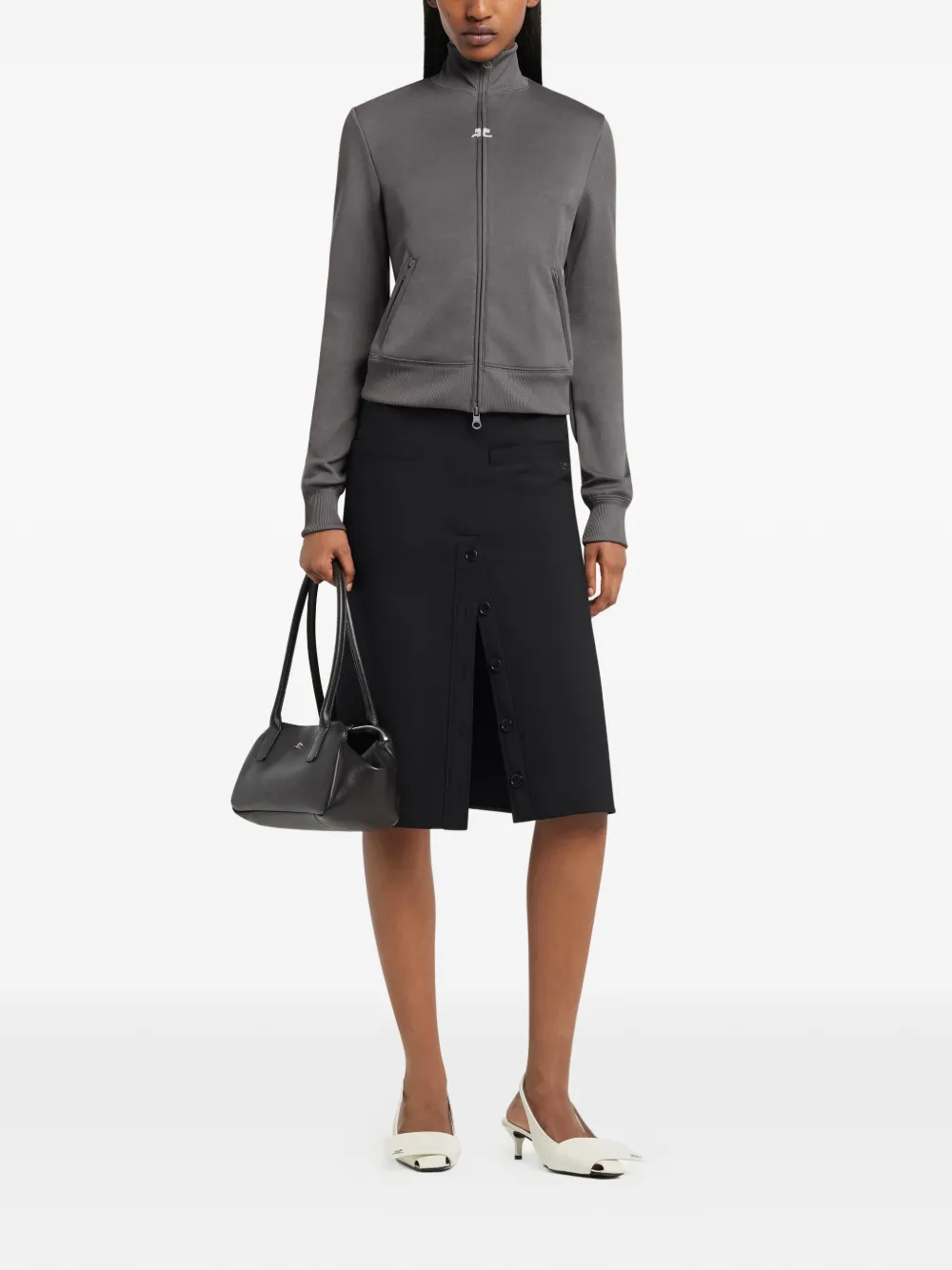 Courrèges Midi-rok met knopen - Zwart