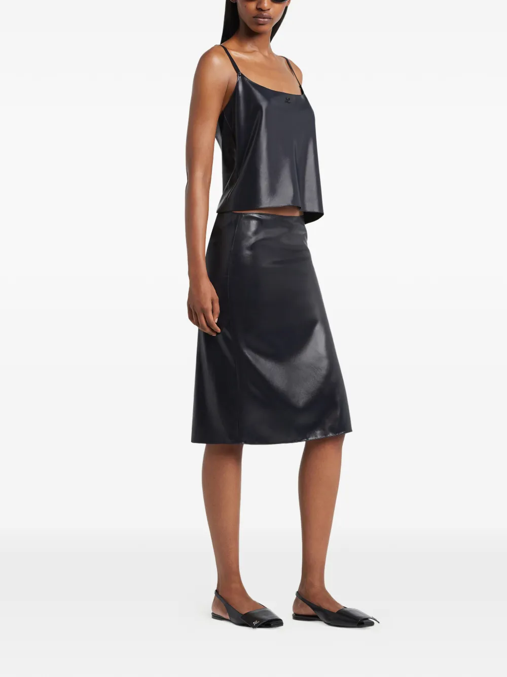  Courrèges Logo-embroidered Midi Skirt - Black 