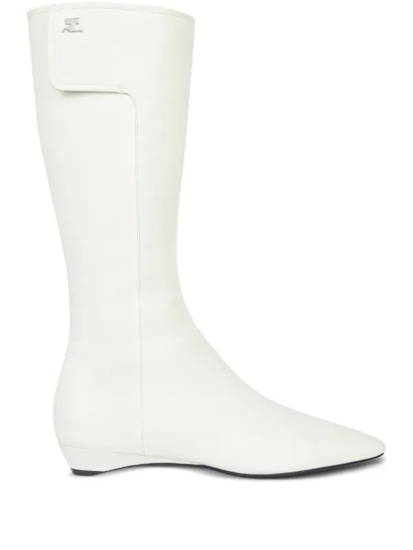 Courrèges Logo-detail Flat Boots in White